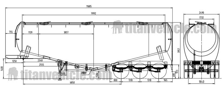 Drawing of 50CBM Bulk Cement Trailer