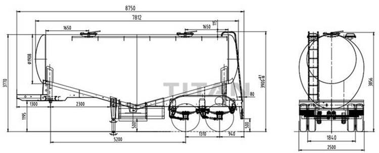 Drawing of 40 Ton Bulk Cement Tanker Trailer for Sale Near Me