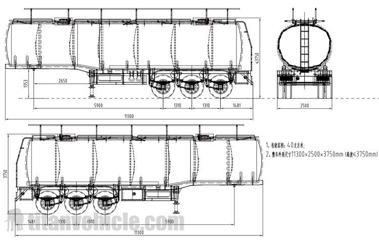 Drawing of 45CBM Stainless Steel Tanker 