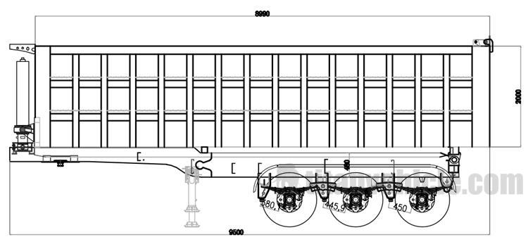 Drawing of Semi Dump Trailer