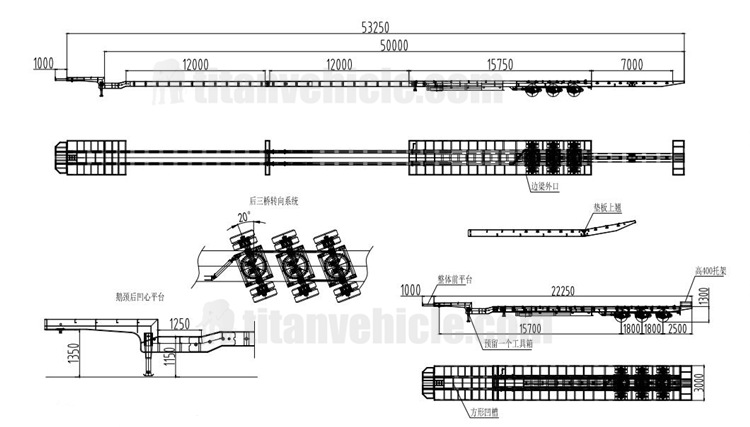 50M 3 Axle Extendable Trailer for Sale in Vietnam